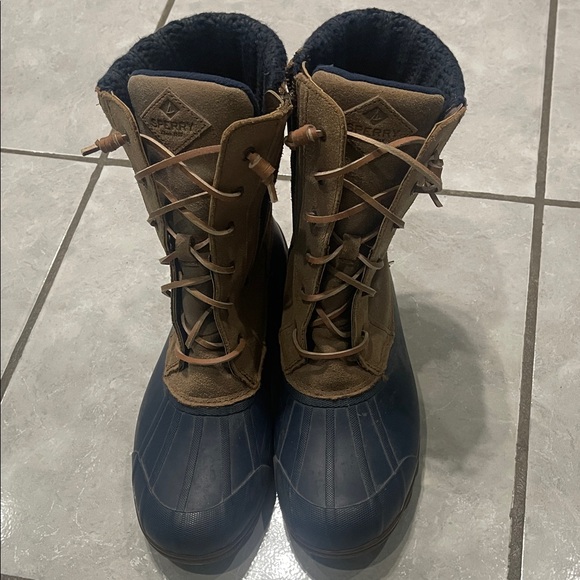 Sperry Navy and Tan Waterproof Boots - Picture 1 of 5